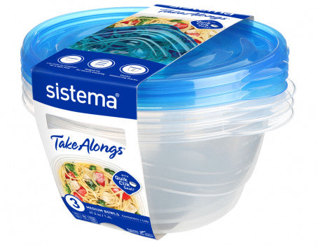 Sistema takealongs medium bowl pack of 3 -1.4L